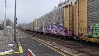 Norfolk Southern #4349 leads an auto train at Lewistown, PA (12/27/2024)