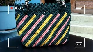 Tutorial Full making macrame bag rainbow motif, new design macrame bag