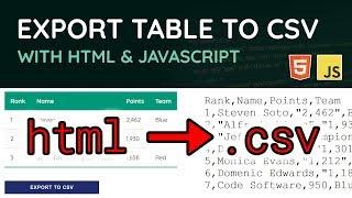 How to export an HTML table to a CSV file in JavaScript - Project Video