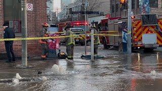 Breaking: Toronto’s Pipe Burst Accident Downtown in the Cold Winter