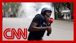 CNN reporter hit by fragment of tear gas canister while reporting on Kenya protests