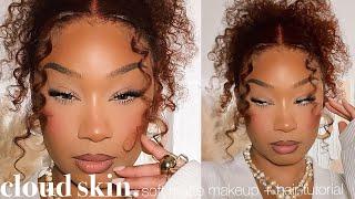 CLOUD SKIN/SOFT MATTE MAKEUP + REDDISH BROWN CURLS | KLAIYI HAIR CO.