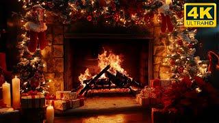 Christmas Fireplace 4K   Burning Fireplace & Crackling Fire Sounds (NO Music)