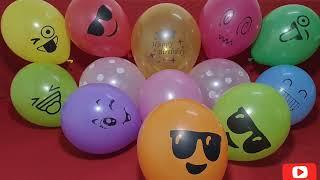 FUN HAPPY BIRTHDAY WITH EMOJI BALLOON POP!!#popping#baloon#ballon#balon#fun#burst##colorful#bursting