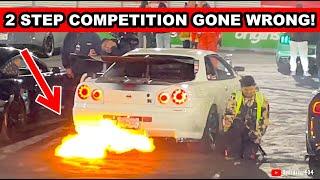 CRAZIEST 2 Step Competition Gone Wrong! R34 GTR Caught On Fire vs R35 vs Mustang vs Aventador vs S13