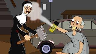 GRANNY THE HORROR GAME ANIMATION #25 : EVIL NUN Vs Scary Granny DAY 5