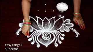 Traditional Lotus flower rangoli muggulu || Beautiful rangoli & kolam designs by Suneetha