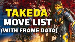 Mortal Kombat 1 - Takeda All Move List with (FRAME DATA)