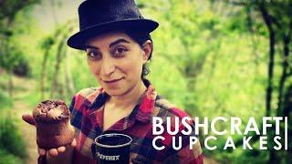 OUTDOOR COOKING | CUPCAKES in the forest while building a log cabin ASMR