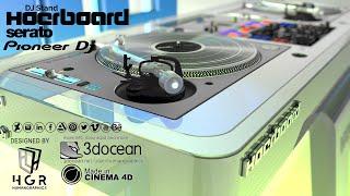 DJ Stand 3D performance Hoerboard  - Scomber model wiith turntables in Cinema 4D