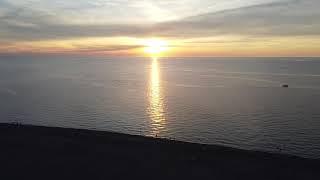 Mentor, Ohio Headlands Beach Aerial Sunset