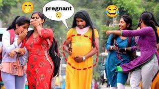 PregnantPrank || Amazing reaction of Cute Girls 