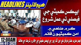 12 AM Headlines l 04 January  2025 | Sindh TV News