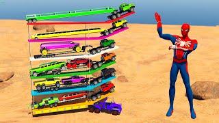 GTA 5 Spiderman MOD, Loading Animals in Cars & Jeep, Into Big Truck