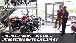 Royal Enfield UK Technology Centre visit - bikes on show in the foyer
