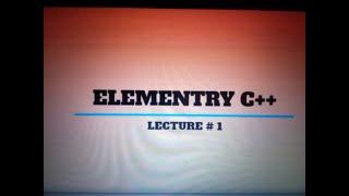 LECTURE # 1