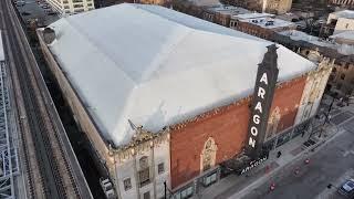 Quick Drone Look At Chicago’s Aragon Ballroom Music Venue In Uptown Neighborhood