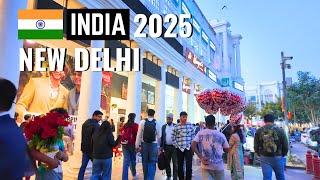 REAL New Delhi 2025  - Connaught Place Walking Tour, Street Life & Cafés (4K UHD)