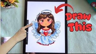 Draw with me  Cute Angel Procreate Tutorial  Easy Digital art Tutorial for Beginners