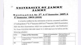 Good News Jammu University...3rd and 5th Fresh Exam Date Out  Good News ..