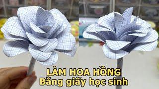 Cách làm hoa hồng bằng giấy học sinh | Paper Rose | Liam Channel