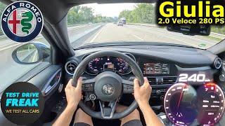 2024 Alfa Romeo Giulia Q4 Veloce 280 PS | Autobahn POV Top Speed with Fuel Consumption