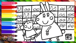 Dessiner et Colorier Peppa Pig qui Achète de Nouvelles Sandales  Dessins Pour les Enfants