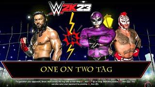 WWE - Roman Reigns vs Rey Mysterio & Rey Mysterio JR | Handicap Match | WWE 2K23