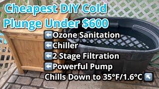 Cheap DIY Cold Plunge Under $600 | OZONE Sanitation! | CHILLER | 2 Stage FILTRATION | Powerful PUMP