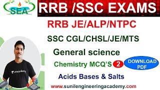 (In English) - RRB JE 2024/RRB ALP 2024/RRB GROUP D/SSC JE/ General Science ;Chemistry Mcq's  2