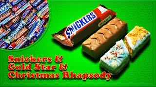 Opening Snickers candy! Decoration with Gold Star & Christmas Rhapsody sprinkles! ASMR sounds!