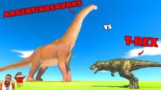 ARGENTINOSAURUS vs T-REX in Animal Revolt Battle Simulator | Upgrading BRACHIOSAURUS CHOP SHINCHAN