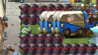 PvZ 2 Challenge - 100 Plants Level 1 Vs 5 Boss Zomboni Zombies 13500 HP