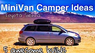 **5 Awesome MiniVan Camper Conversions** Toyota Sienna Minivan Camper Tour, Inspiration and Ideas