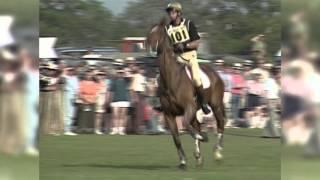 Mark Todd rides most of the course with one stirrup on Bertie Blunt in 1995