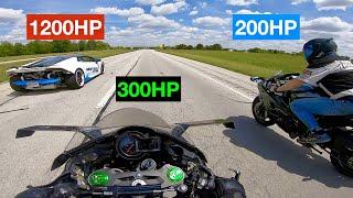 SAVAGE SHEEPY RACE 1200HP TWIN TURBO LAMBO VS 300HP H2(R) VS CARBON H2