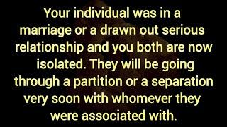 Your individual was in a marriage or a drawn out serious relationship and you both are now isolated.