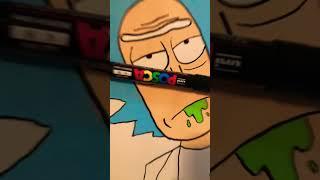 Drawing Rick with Posca Markers! Rick and Morty Slime Effect! (#shorts )