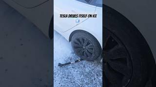 Can a Tesla Drive Itself on Ice? 🫣 Let's Find out. #viral #ev #electriccarcharging #tesla #drdemp