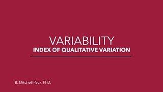 Social Statistics - Variability: Index of Qualitative Variation