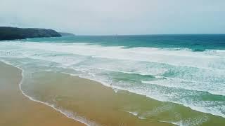 Perranporth Beach, Cornwall - ENDLESS BEACH! HUGE WAVES! FACTS IN THE SUBTITLES (CC)