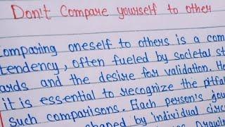 Essay on don't compare yourself to other