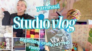 Crochet with me / Studio Vlog - Yarn Haul, Vogue Knitting, and organizing my craft room