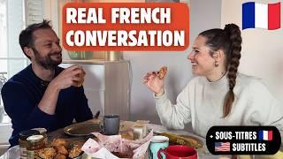 REAL French Conversation with subtitles - Eat Breakfast with us