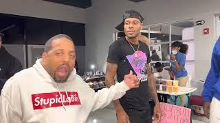 Comedian Jessie McDonald and Cheating Azz Myron joking on each other on Grindmedia Tv