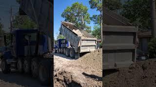 Dump Truck | Unloading Cement Stabilized Sand #shorts