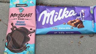 Taste test: Mr Beast original chocolate feastable vs. Milka Bubbly Alpine Milk chocolate