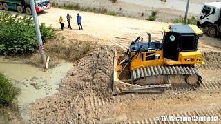 Perfect Opening New Project Today Machinery Team Dozer Equipment Working Pushing & Truck Dumping