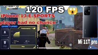 Mi 11T Pro 120 FPS PUBG TEST Vs iPhone 13 PRO MAX E-SPORTS CLAN LEADER PUBG TEST SCORE 20-10 WOW 