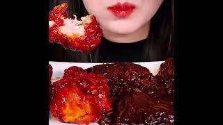 ZOEY ASMR EATING SUPER SPICY  FRIED CHICKEN 